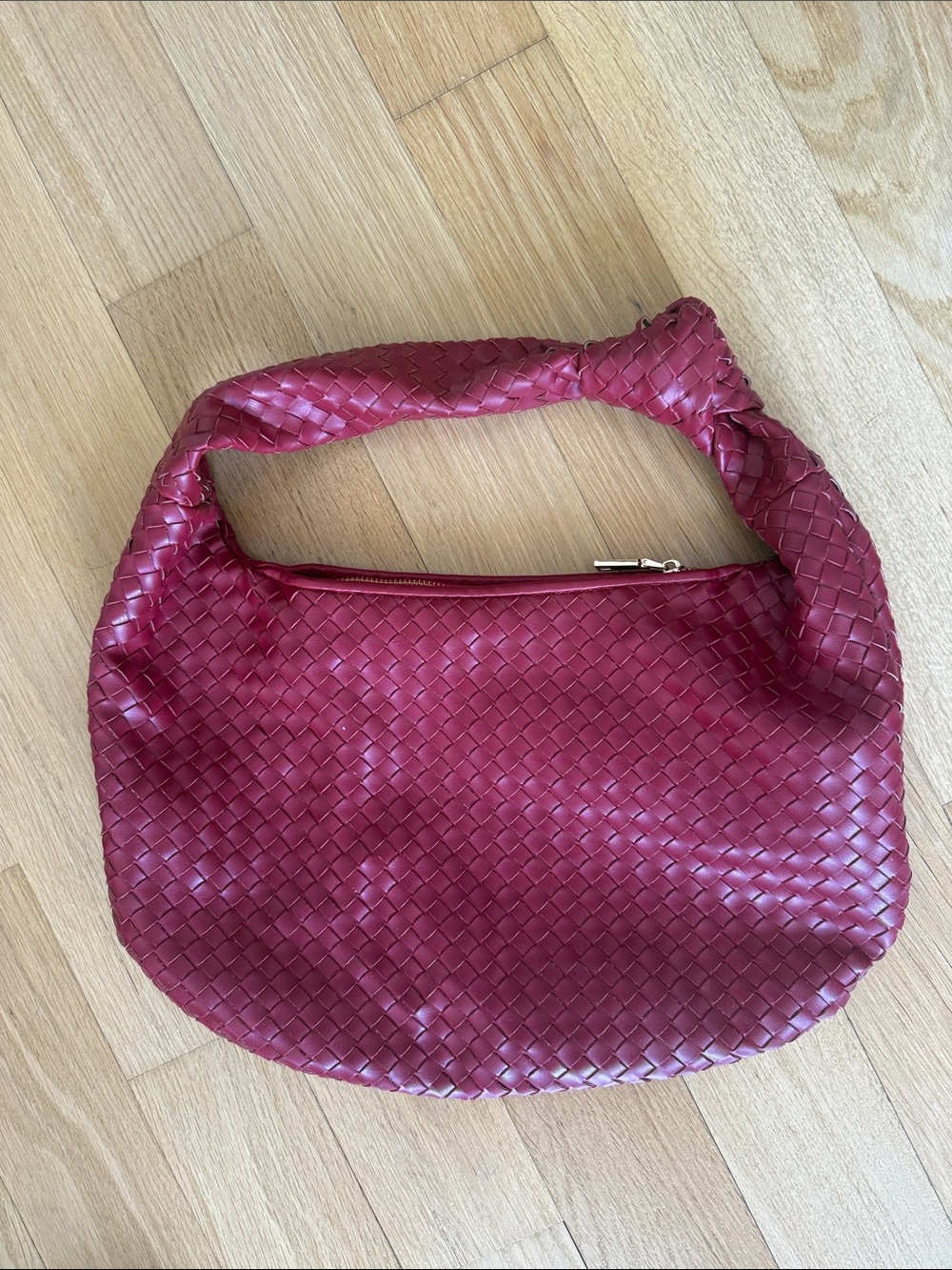 Anthropologie Braided Hobo Shoulder Bag in Burgundy